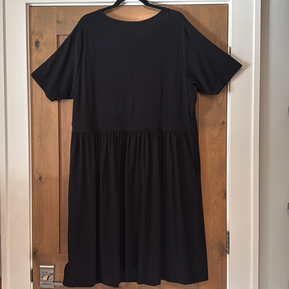 Lands End Black Midi Dress Womens 2X Cotton blend short sleeve simple Basic - Picture 2 of 7